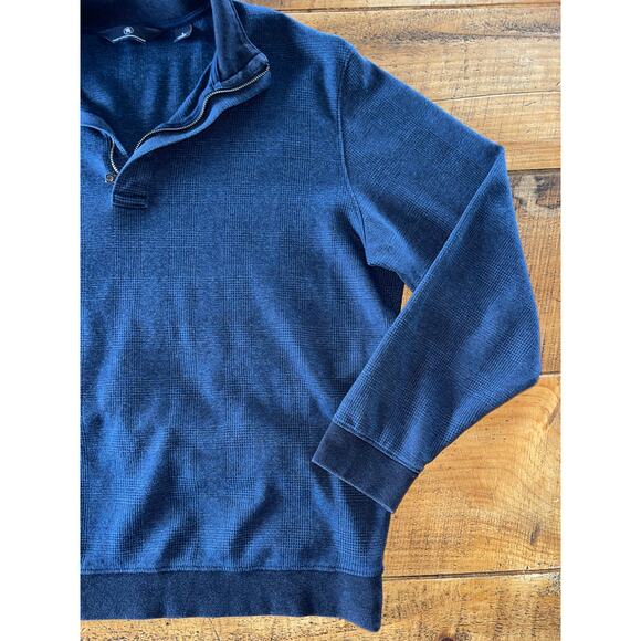 Mens Hart Schaffner Marx‎ Navy Blue Cotton Long Sleeve Quarter Zip Pullover L - Picture 3 of 7